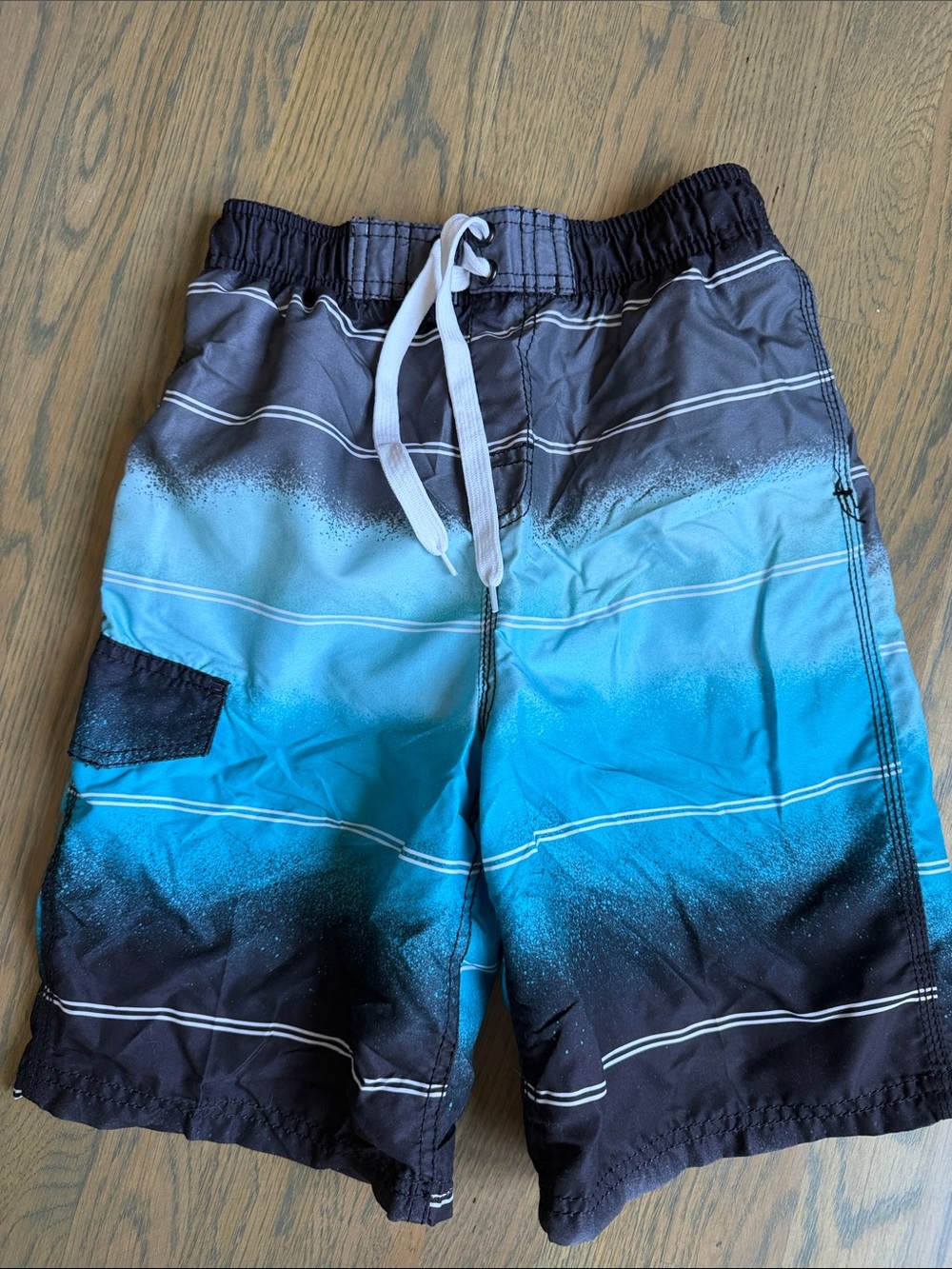Kanu Surf Blue Ombre Stripe Kids Swim Trunks